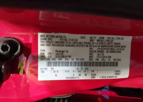 2014 Ford Focus Se z USA, uszkodzony, nr VIN 1FADP3F28EL121510